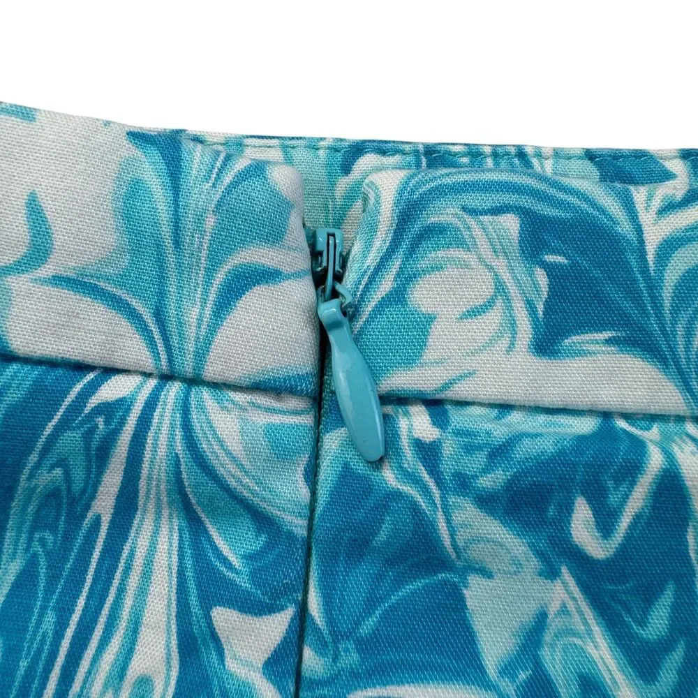Michael Kors Skirt Women's 6 Blue Mini LOT of 2 Cotton Blend Back Zip Lined Cute